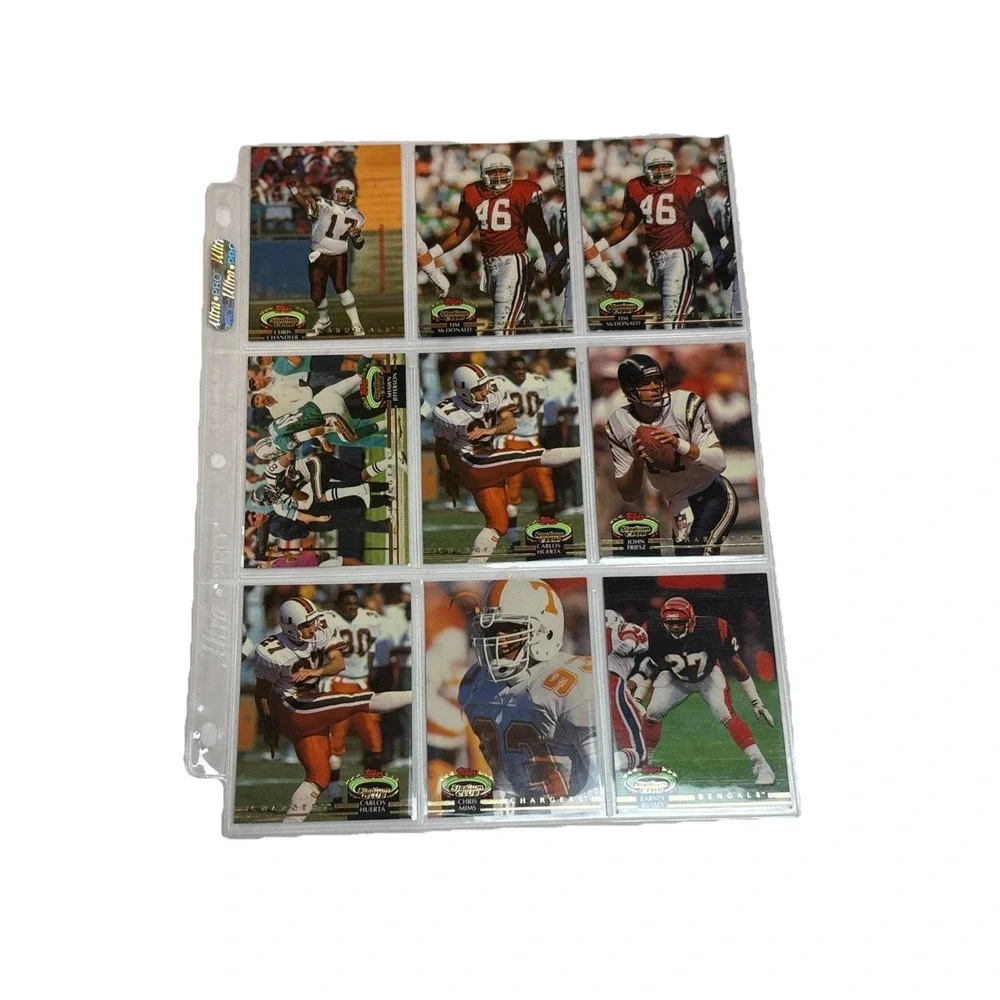 Vintage 1992 Topps Stadium Club NFL Player Cards 11 Sleeve Pages Lot 99 Cards
